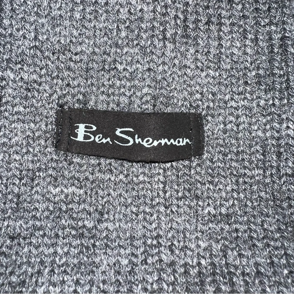 Ben Sherman Gray Cable Knit Funnel Neck Shawl Collar Wool Blend Sweater XL